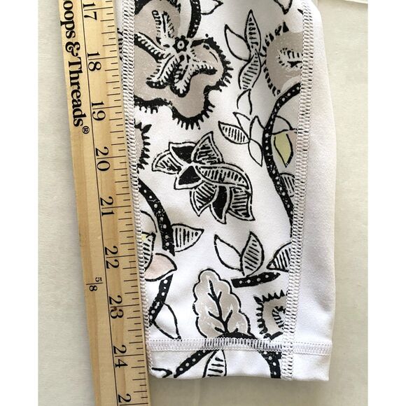 Athleta White Floral Affirmation Leggings Thick Waistband Colorblock Stretch XS - Picture 8 of 10